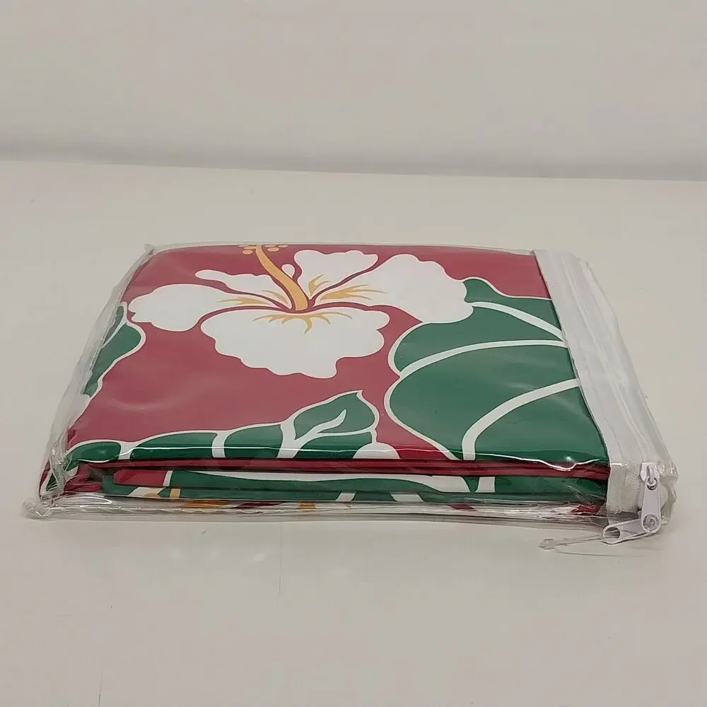 Kauhale Living Hawaiian Hibiscus Floral Tablecloth Red Green White 60
